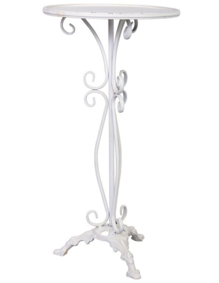 Sellette haute porte-plante métal blanc vieilli 40x40x77 cm Zorenira  - 1