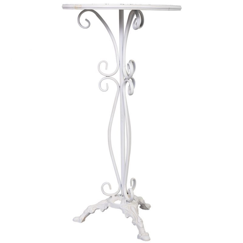 Sellette haute porte-plante métal blanc vieilli 40x40x77 cm Zorenira  - 2