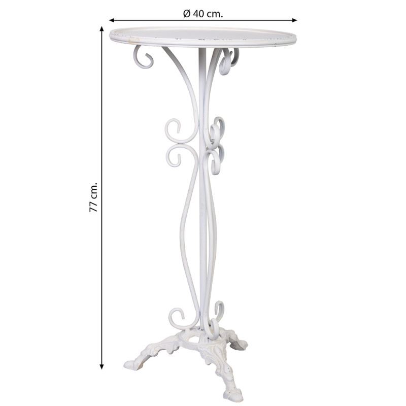 Sellette haute porte-plante métal blanc vieilli 40x40x77 cm Zorenira  - 7