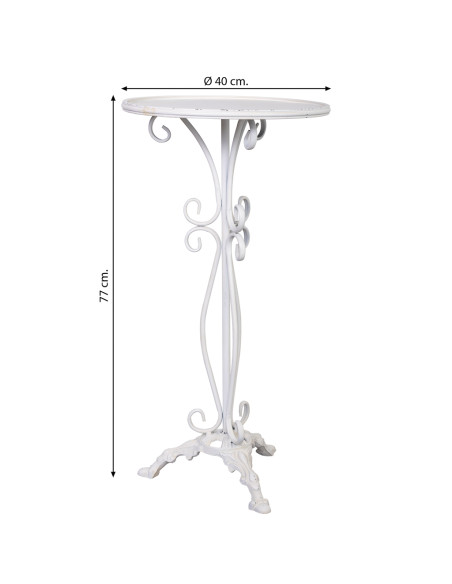 Sellette haute porte-plante métal blanc vieilli 40x40x77 cm Zorenira  - 7