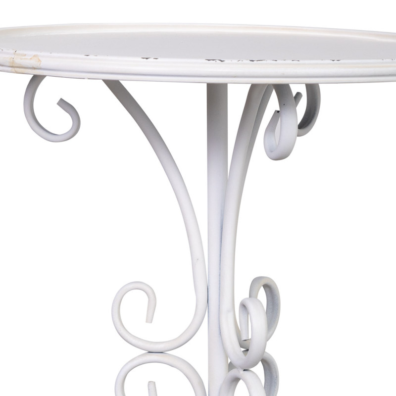 Sellette haute porte-plante métal blanc vieilli 40x40x77 cm Zorenira  - 4
