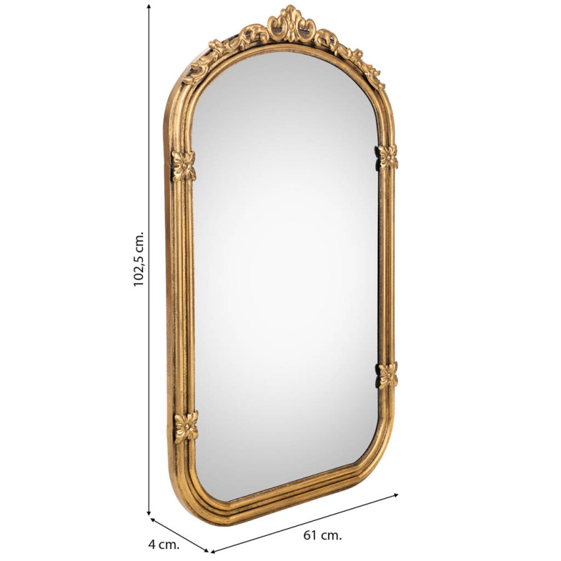 Miroir mural baroque doré en fer 61x4x102,5 cm Bareleno  - 9