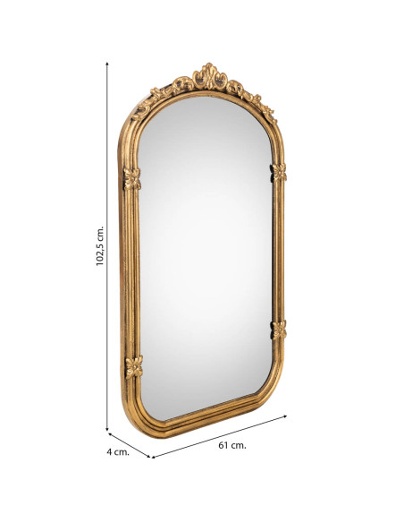 Miroir mural baroque doré en fer 61x4x102,5 cm Bareleno  - 9
