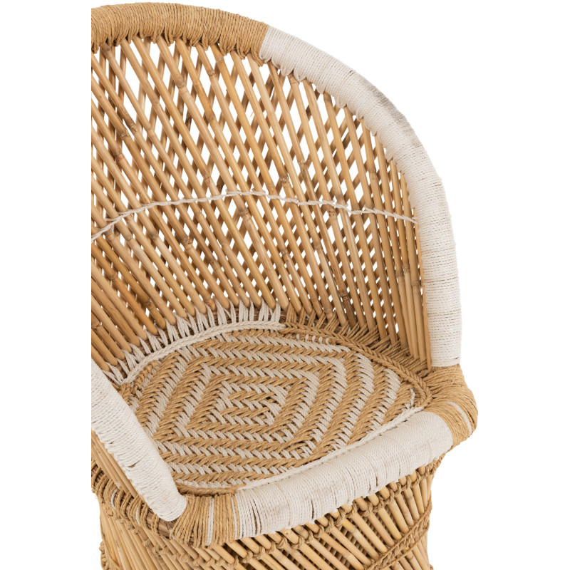 Fauteuil enfant dossier haut bambou naturel et blanc - 6