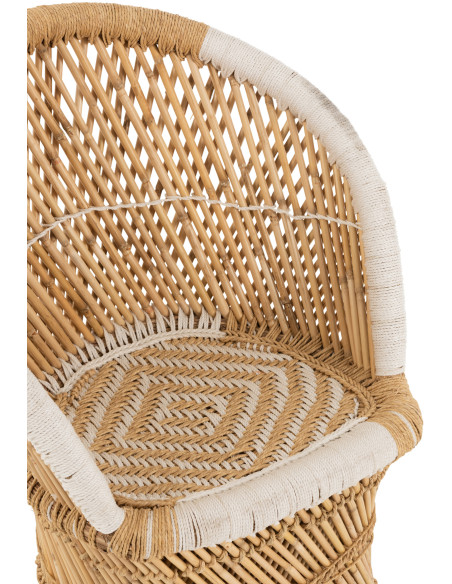Fauteuil enfant dossier haut bambou naturel et blanc - 6