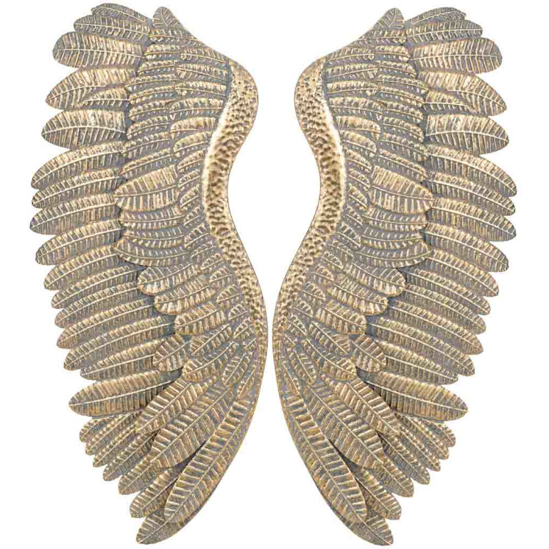 Décoration murale ailes d’ange dorées en fer 52,5x6x119 cm Riselina  - 1