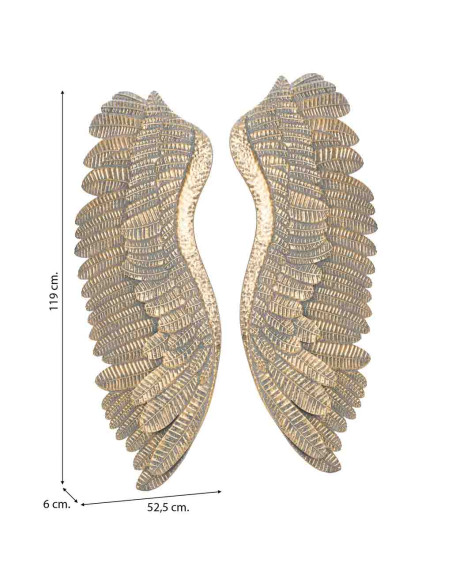 Décoration murale ailes d’ange dorées en fer 52,5x6x119 cm Riselina  - 11