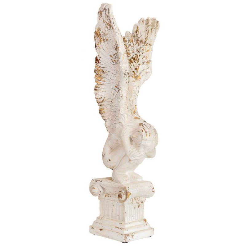 Grande statue ange blanc patiné en magnésie 32x30x95,5 cm Oreluna  - 1