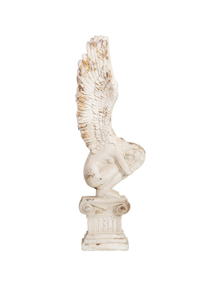 Grande statue ange blanc patiné en magnésie 32x30x95,5 cm Oreluna  - 2