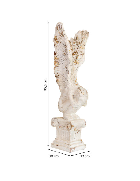 Grande statue ange blanc patiné en magnésie 32x30x95,5 cm Oreluna  - 9