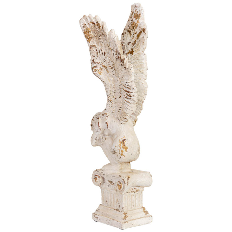 Grande statue ange blanc patiné en magnésie 32x30x95,5 cm Oreluna  - 3