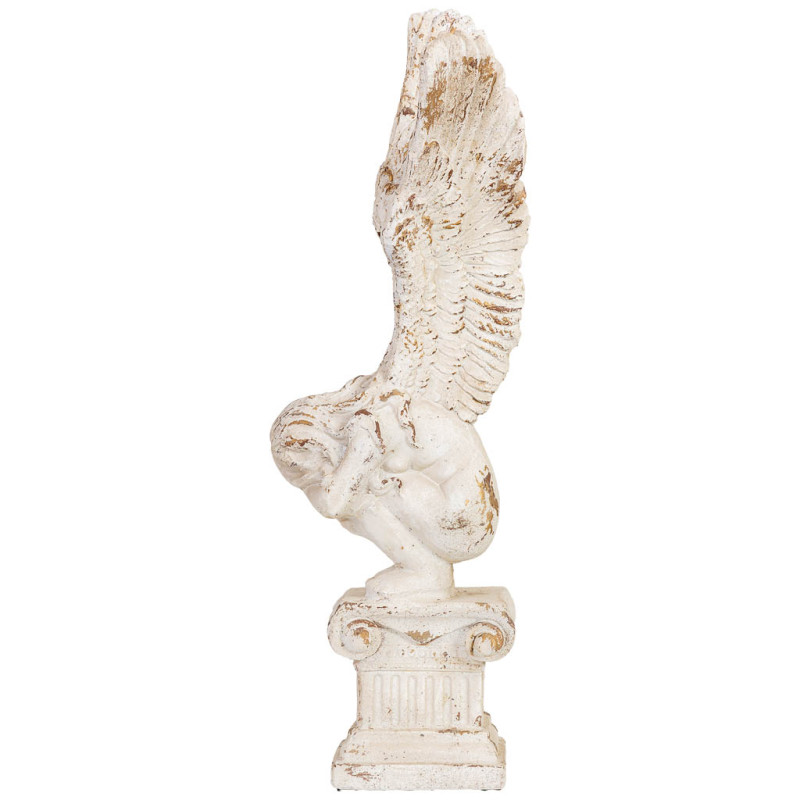 Grande statue ange blanc patiné en magnésie 32x30x95,5 cm Oreluna  - 4