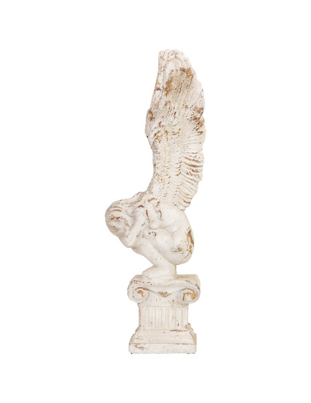 Grande statue ange blanc patiné en magnésie 32x30x95,5 cm Oreluna  - 4