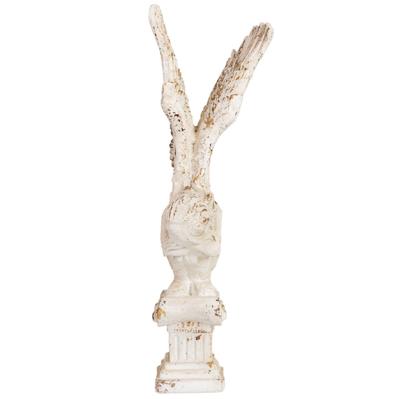 Grande statue ange blanc patiné en magnésie 32x30x95,5 cm Oreluna  - 7