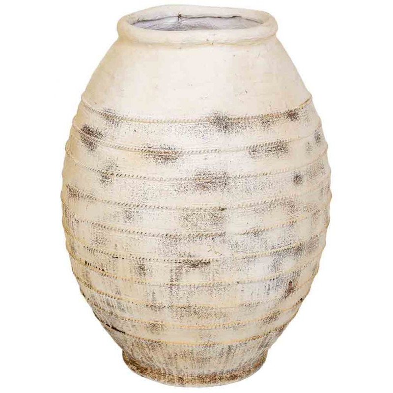 Grand vase jarre en oxyde de magnésium blanc vieilli 77,5 cm Tavelivo  - 1