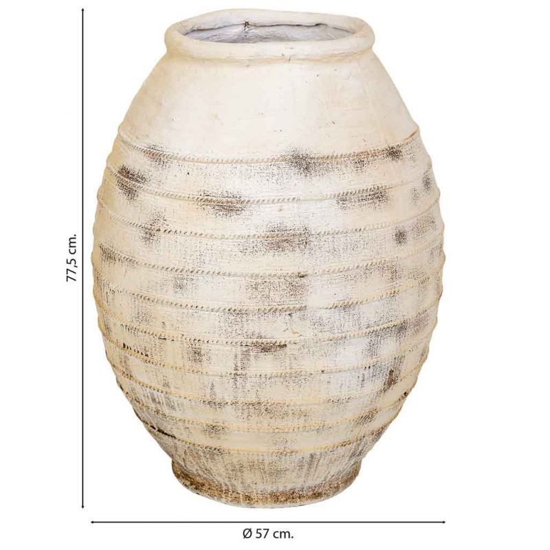 Grand vase jarre en oxyde de magnésium blanc vieilli 77,5 cm Tavelivo  - 6