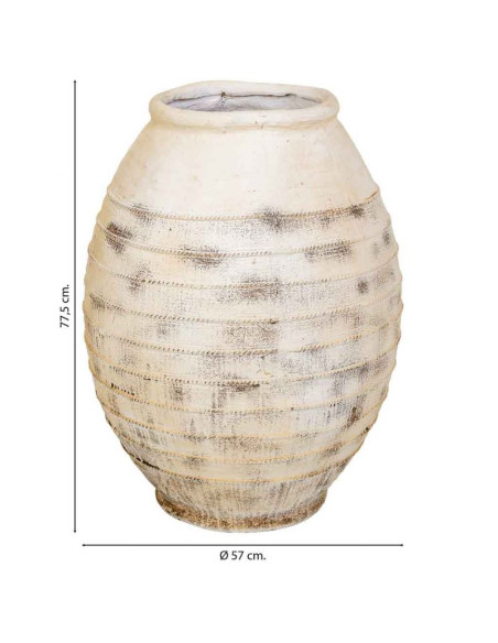 Grand vase jarre en oxyde de magnésium blanc vieilli 77,5 cm Tavelivo  - 6