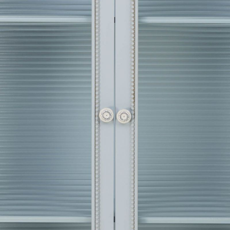 Vitrine 2 portes en bois bleu grisé et verre ondulé 80x38x160 cm Orelela  - 6