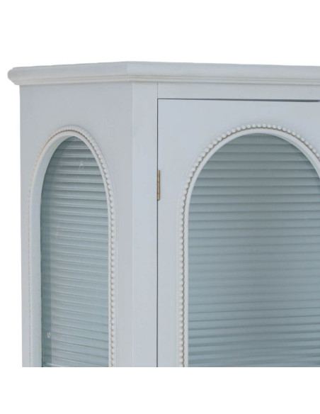 Vitrine 2 portes en bois bleu grisé et verre ondulé 80x38x160 cm Orelela  - 8