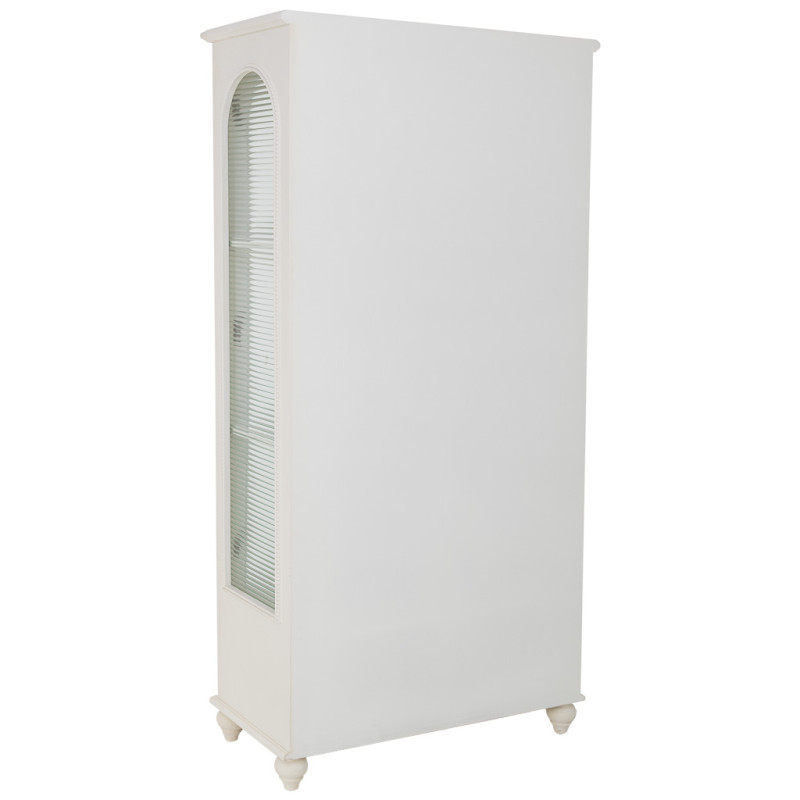 Vitrine blanche 2 portes en bois et verre strié 80x38x160 cm Orelela  - 5
