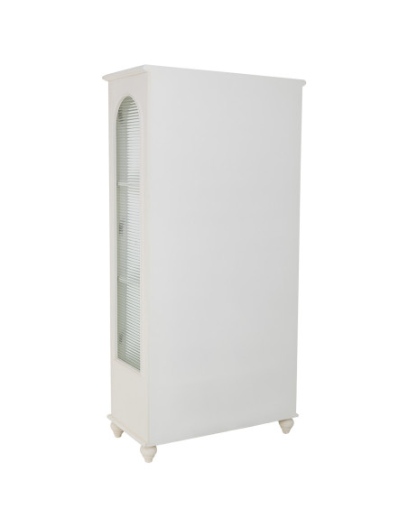 Vitrine blanche 2 portes en bois et verre strié 80x38x160 cm Orelela  - 5