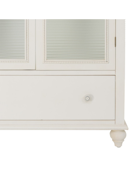 Vitrine blanche 2 portes en bois et verre strié 80x38x160 cm Orelela  - 8