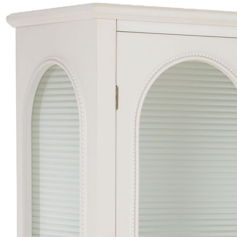 Vitrine blanche 2 portes en bois et verre strié 80x38x160 cm Orelela  - 9