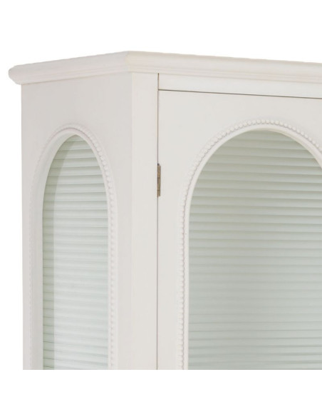 Vitrine blanche 2 portes en bois et verre strié 80x38x160 cm Orelela  - 9