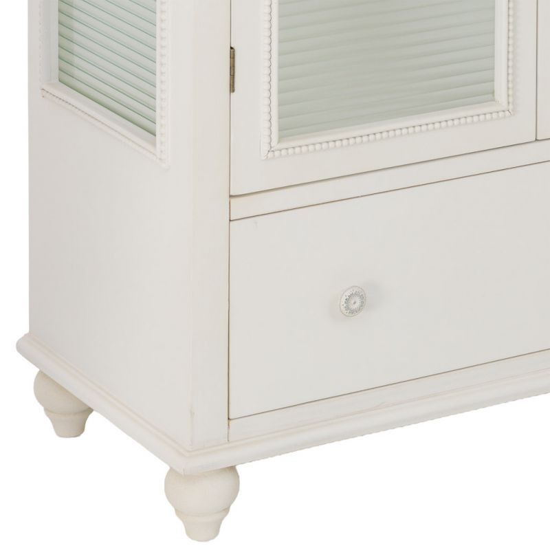 Vitrine blanche 2 portes en bois et verre strié 80x38x160 cm Orelela  - 10