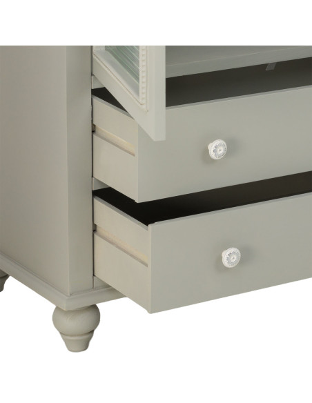 Buffet vert sauge bois et verre 4 portes 4 tiroirs 160x38x88 cm Orelela  - 6
