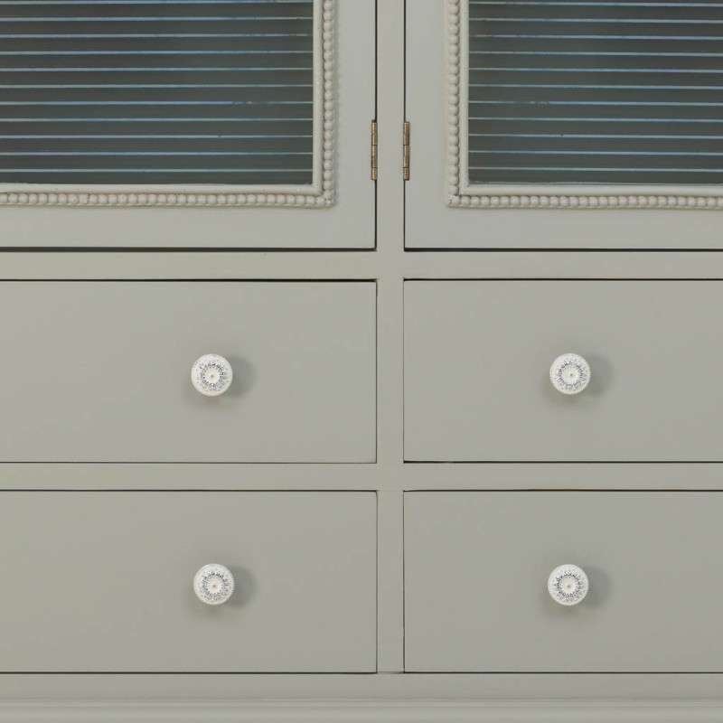 Buffet vert sauge bois et verre 4 portes 4 tiroirs 160x38x88 cm Orelela  - 8