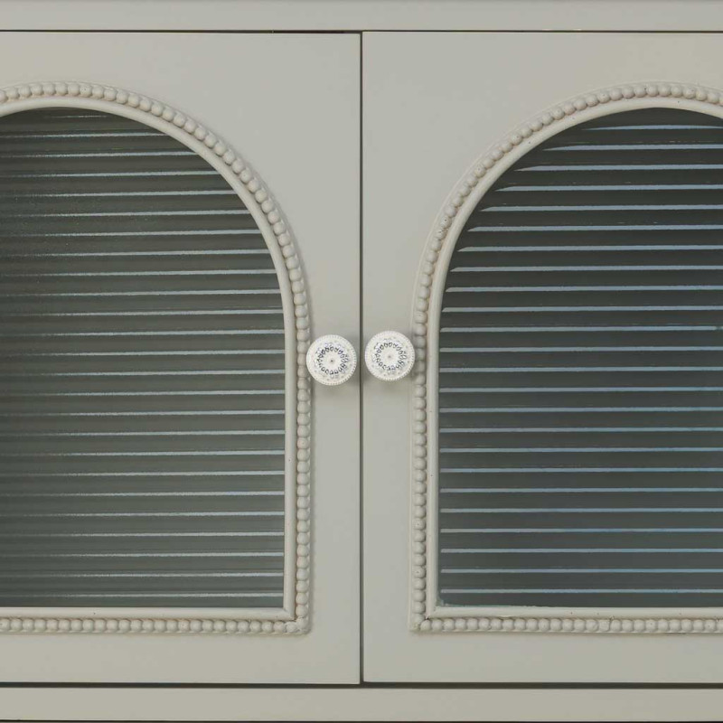 Buffet vert sauge bois et verre 4 portes 4 tiroirs 160x38x88 cm Orelela  - 7