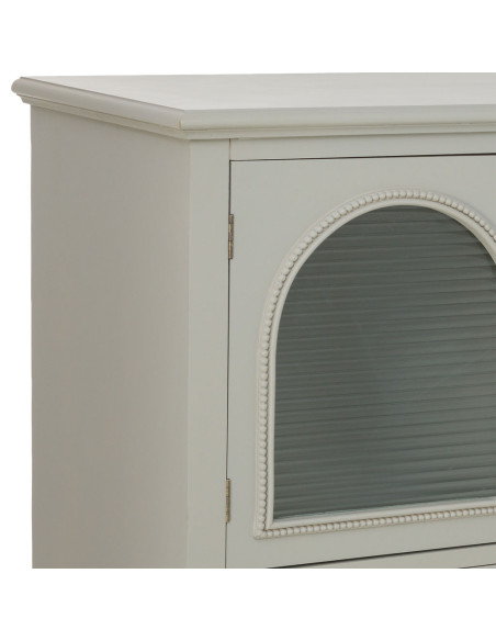 Buffet vert sauge bois et verre 4 portes 4 tiroirs 160x38x88 cm Orelela  - 9