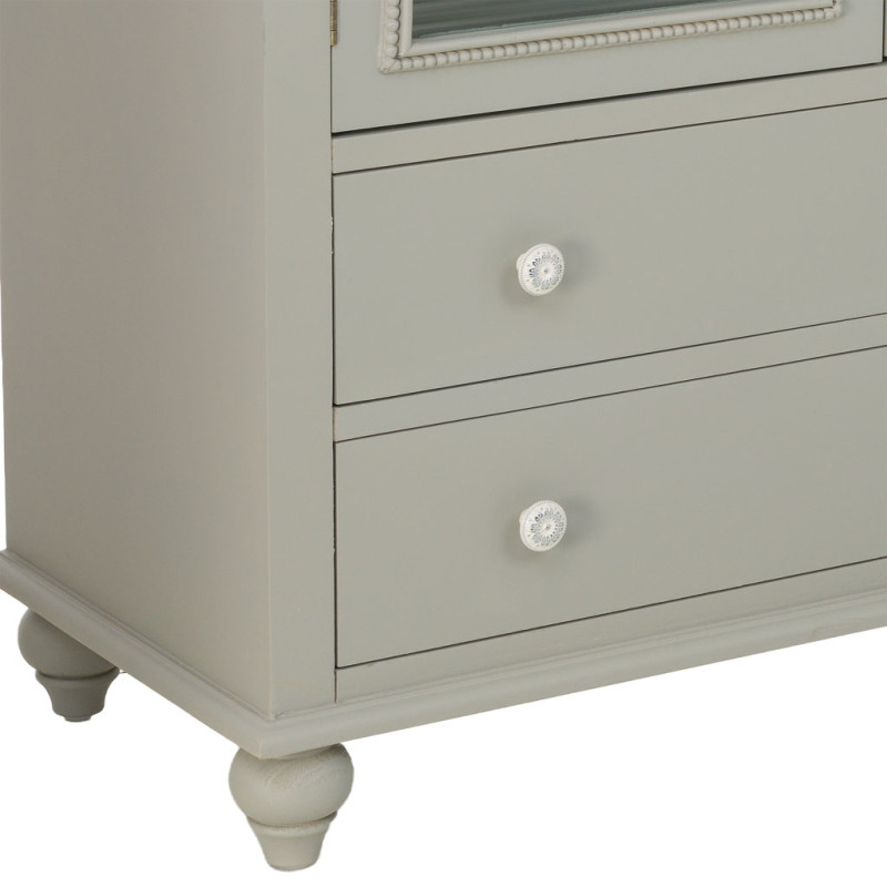 Buffet vert sauge bois et verre 4 portes 4 tiroirs 160x38x88 cm Orelela  - 10