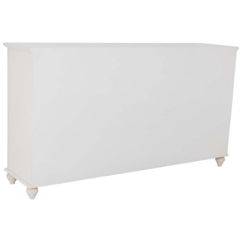 Buffet blanc 4 portes 4 tiroirs bois et verre 160x38x88 cm Orelela  - 5