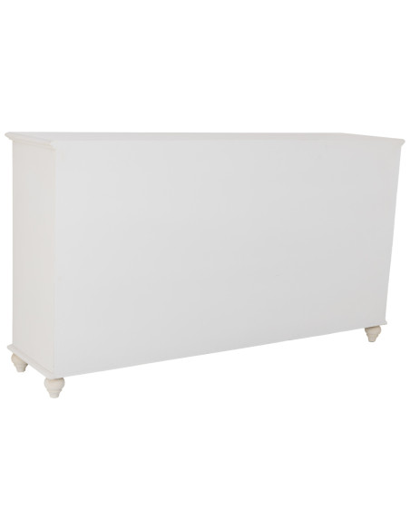 Buffet blanc 4 portes 4 tiroirs bois et verre 160x38x88 cm Orelela  - 5
