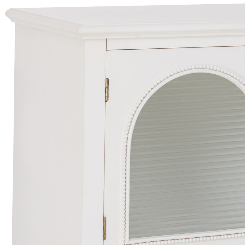 Buffet blanc 4 portes 4 tiroirs bois et verre 160x38x88 cm Orelela  - 9