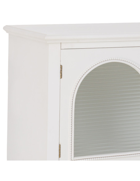 Buffet blanc 4 portes 4 tiroirs bois et verre 160x38x88 cm Orelela  - 9