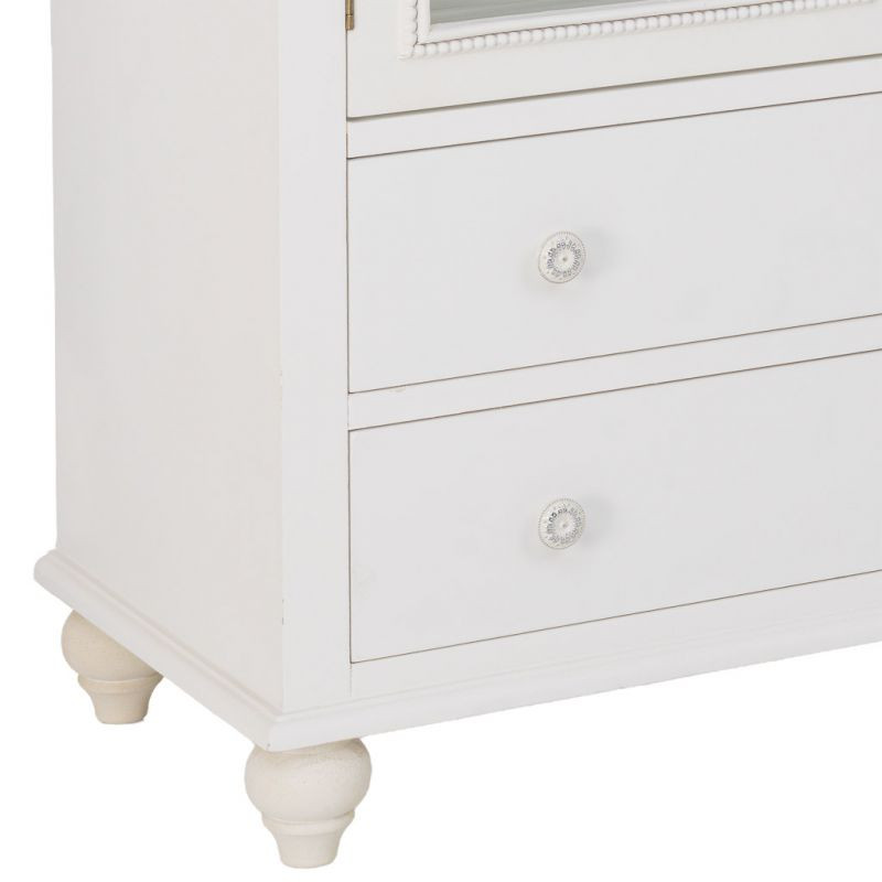 Buffet blanc 4 portes 4 tiroirs bois et verre 160x38x88 cm Orelela  - 10