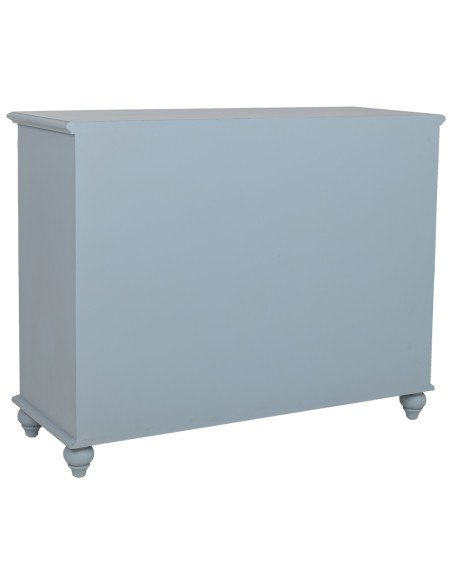 Buffet bleu grisé bois et verre 3 portes 3 tiroirs 105x38x80,5 cm Orelela  - 4