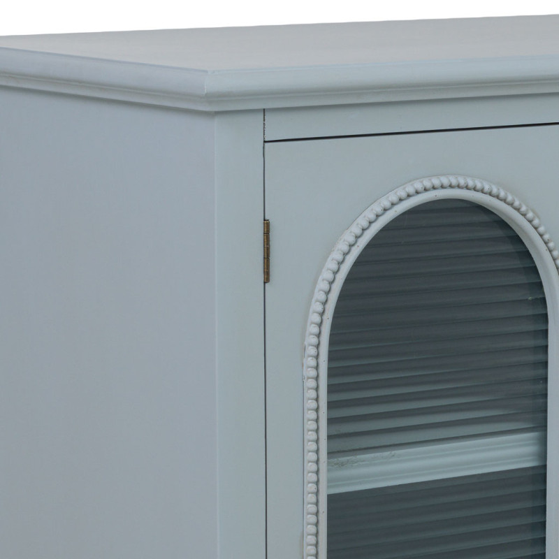 Buffet bleu grisé bois et verre 3 portes 3 tiroirs 105x38x80,5 cm Orelela  - 8