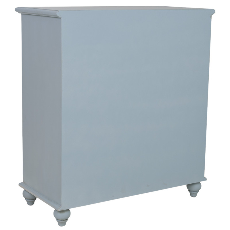 Buffet bleu grisé en bois 2 portes vitrées 2 tiroirs 80x38x88 cm Orelela  - 5