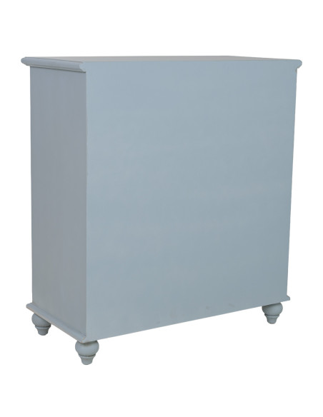 Buffet bleu grisé en bois 2 portes vitrées 2 tiroirs 80x38x88 cm Orelela  - 5