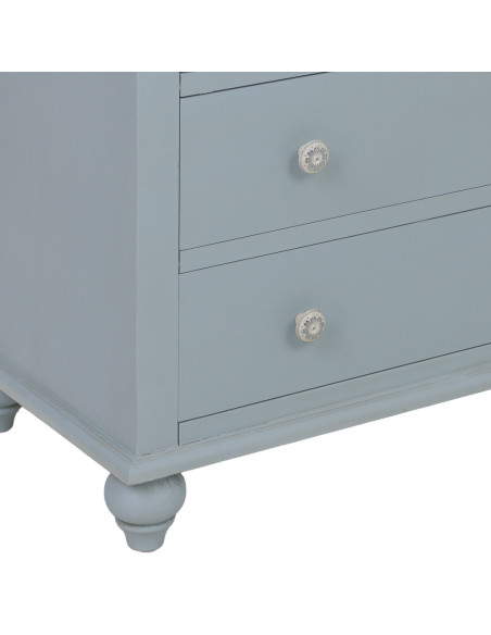 Buffet bleu grisé en bois 2 portes vitrées 2 tiroirs 80x38x88 cm Orelela  - 10