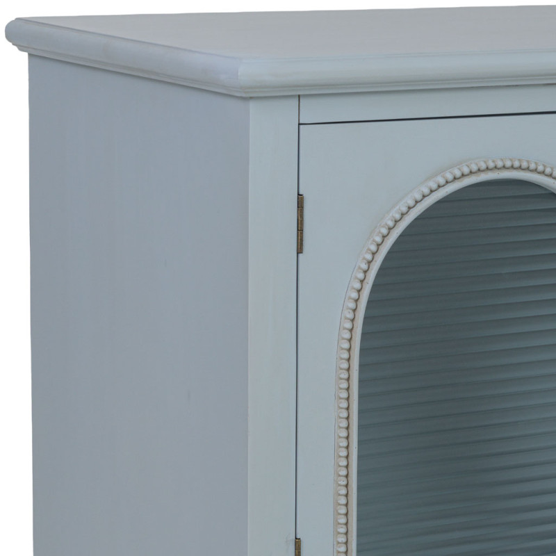 Buffet bleu grisé en bois 2 portes vitrées 2 tiroirs 80x38x88 cm Orelela  - 9
