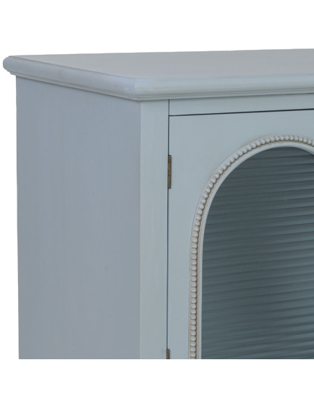 Buffet bleu grisé en bois 2 portes vitrées 2 tiroirs 80x38x88 cm Orelela  - 9