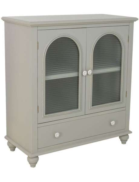 Buffet vert sauge en bois et verre 2 portes 1 tiroir 80x38x88 cm Orelela  - 1