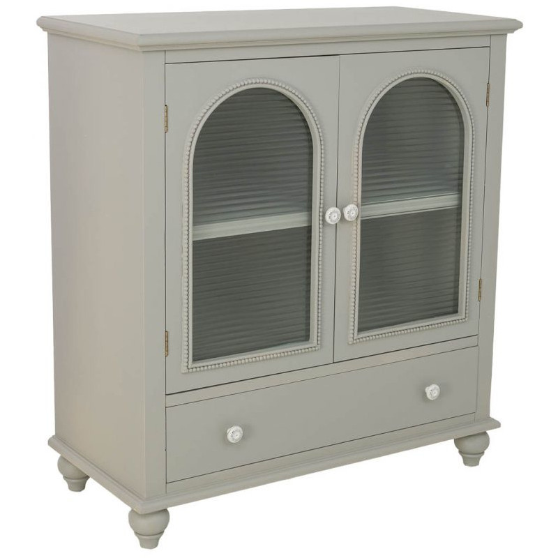 Buffet vert sauge en bois et verre 2 portes 1 tiroir 80x38x88 cm Orelela  - 1