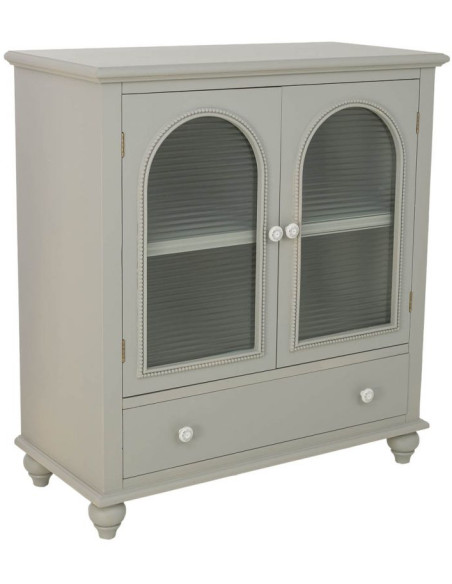 Buffet vert sauge en bois et verre 2 portes 1 tiroir 80x38x88 cm Orelela  - 1
