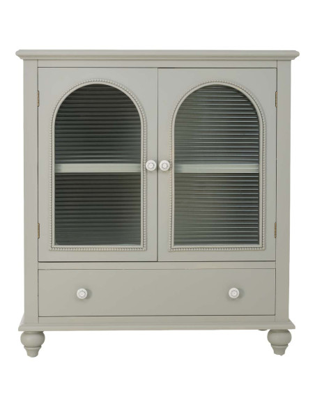 Buffet vert sauge en bois et verre 2 portes 1 tiroir 80x38x88 cm Orelela  - 2
